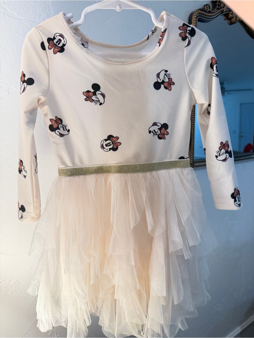 Disney Cream Minnie Mouse Tulle Party Dress for Girls